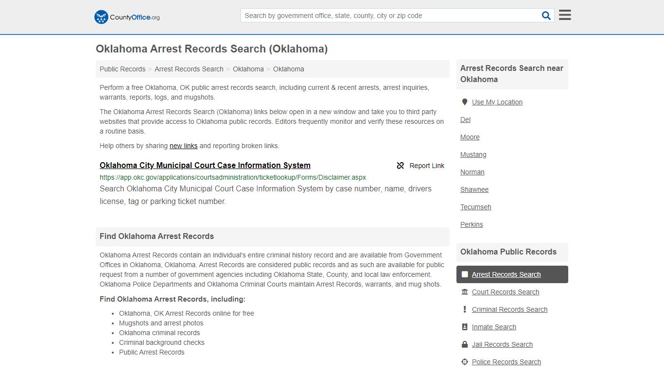 Arrest Records Search - Oklahoma, OK (Arrests & Mugshots) - County Office